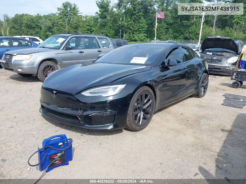 2021 Tesla Model S Long Range Dual Motor All-Wheel Drive VIN: 5YJSA1E52MF438915 Lot: 40216222