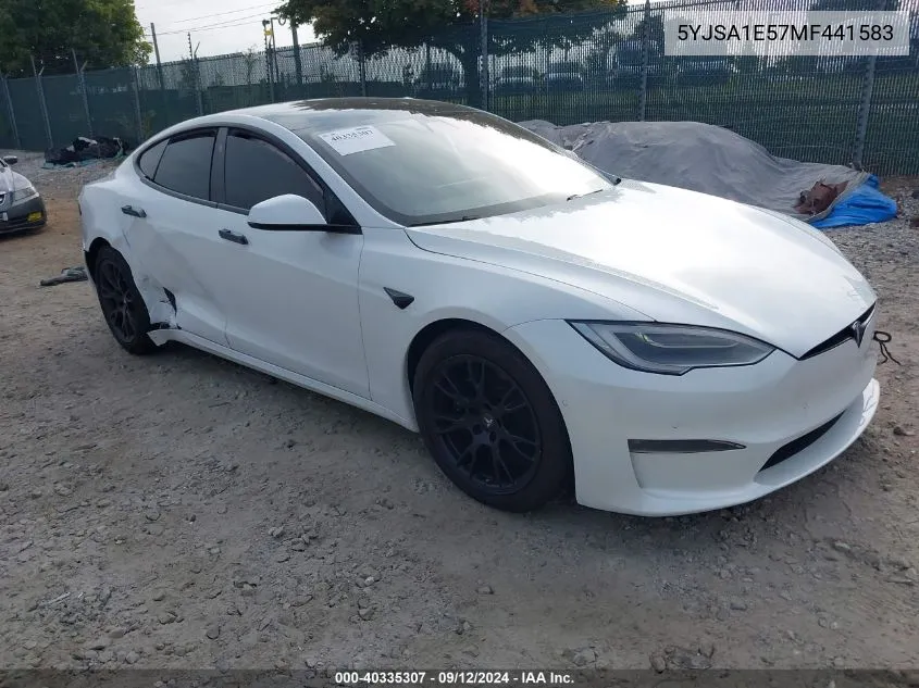 2021 Tesla Model S Long Range Dual Motor All-Wheel Drive VIN: 5YJSA1E57MF441583 Lot: 40335307