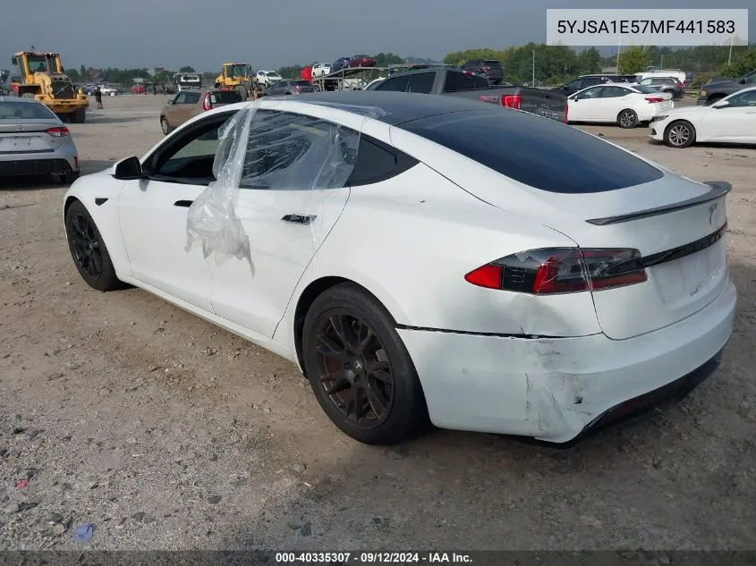 2021 Tesla Model S Long Range Dual Motor All-Wheel Drive VIN: 5YJSA1E57MF441583 Lot: 40335307