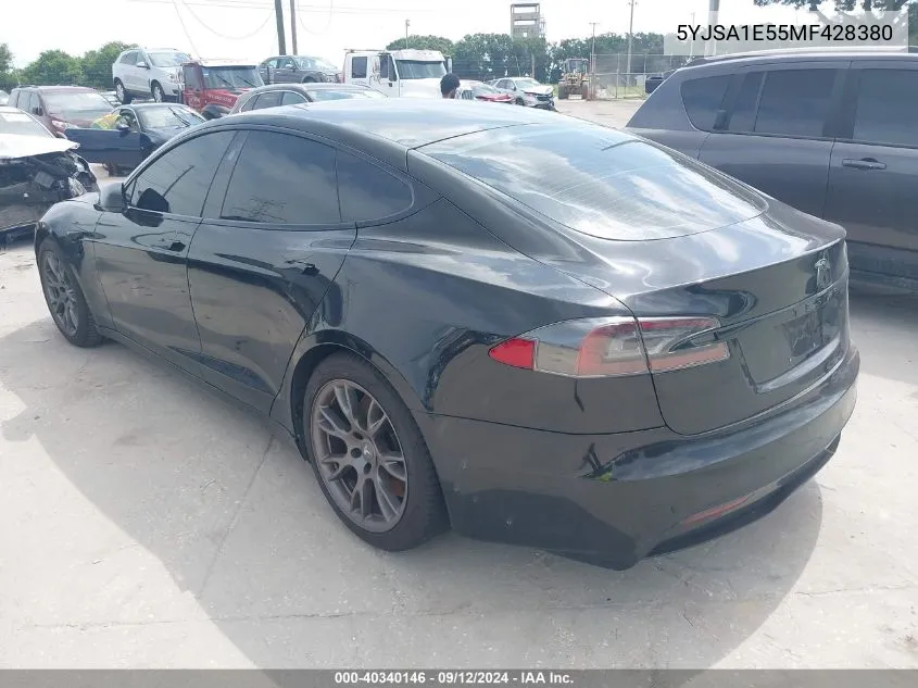 2021 Tesla Model S Long Range Dual Motor All-Wheel Drive VIN: 5YJSA1E55MF428380 Lot: 40340146