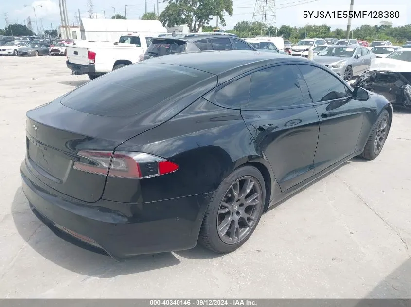 2021 Tesla Model S Long Range Dual Motor All-Wheel Drive VIN: 5YJSA1E55MF428380 Lot: 40340146