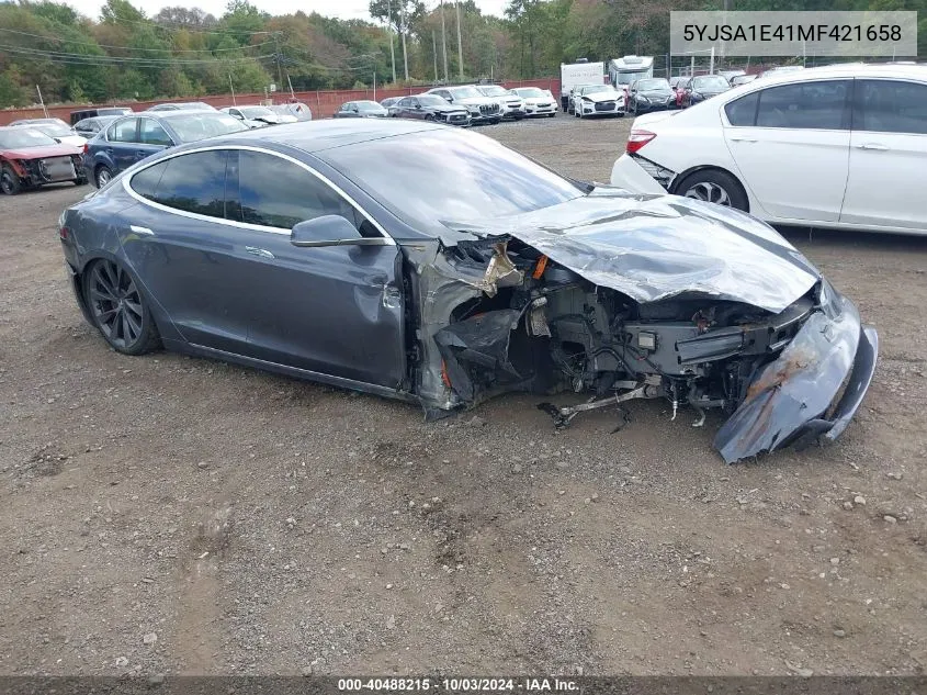 2021 Tesla Model S Performance Dual Motor All-Wheel Drive VIN: 5YJSA1E41MF421658 Lot: 40488215