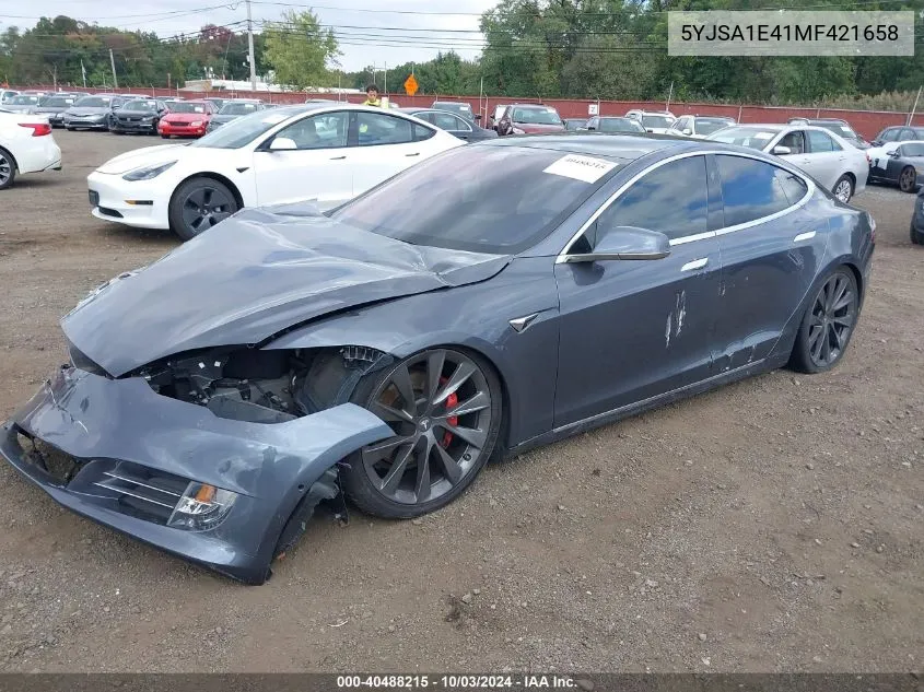 2021 Tesla Model S Performance Dual Motor All-Wheel Drive VIN: 5YJSA1E41MF421658 Lot: 40488215