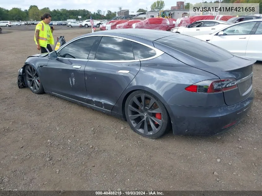 2021 Tesla Model S Performance Dual Motor All-Wheel Drive VIN: 5YJSA1E41MF421658 Lot: 40488215