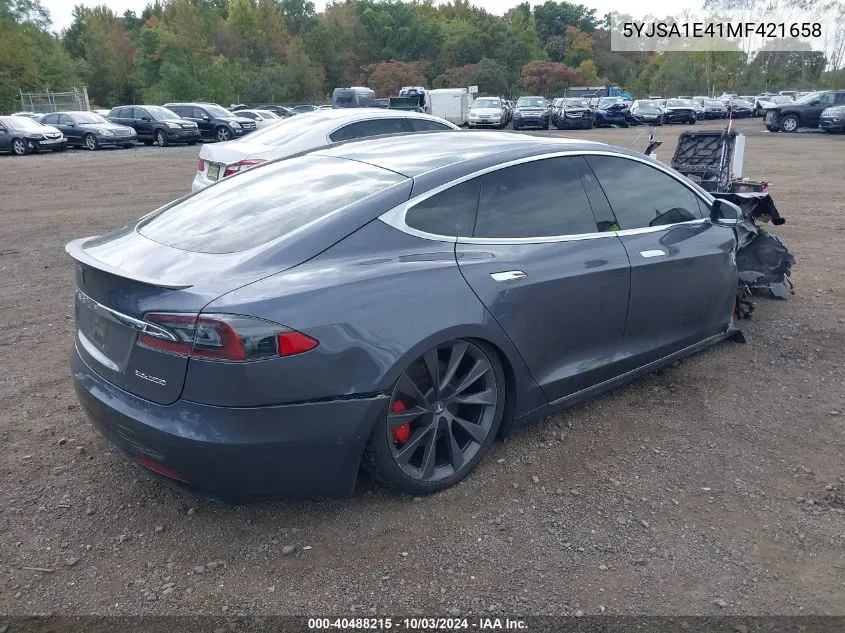 2021 Tesla Model S Performance Dual Motor All-Wheel Drive VIN: 5YJSA1E41MF421658 Lot: 40488215