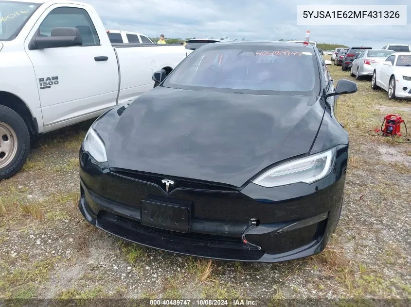 2021 Tesla Model S VIN: 5YJSA1E62MF431326 Lot: 40489747