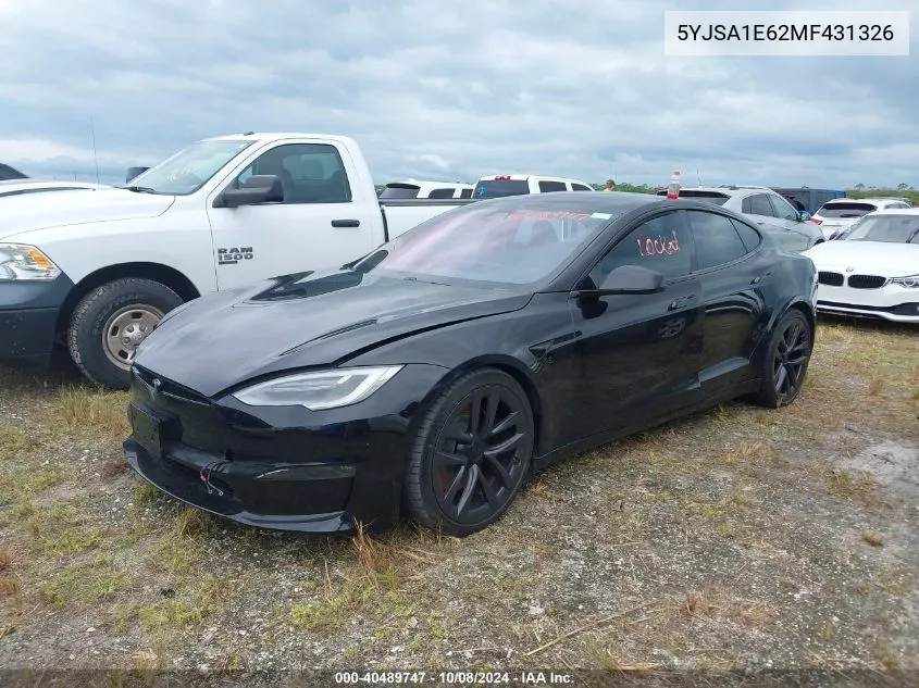 2021 Tesla Model S VIN: 5YJSA1E62MF431326 Lot: 40489747