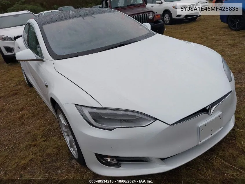 2021 Tesla Model S VIN: 5YJSA1E46MF425835 Lot: 40534218