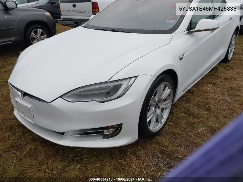 2021 Tesla Model S VIN: 5YJSA1E46MF425835 Lot: 40534218