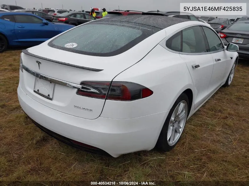 2021 Tesla Model S VIN: 5YJSA1E46MF425835 Lot: 40534218