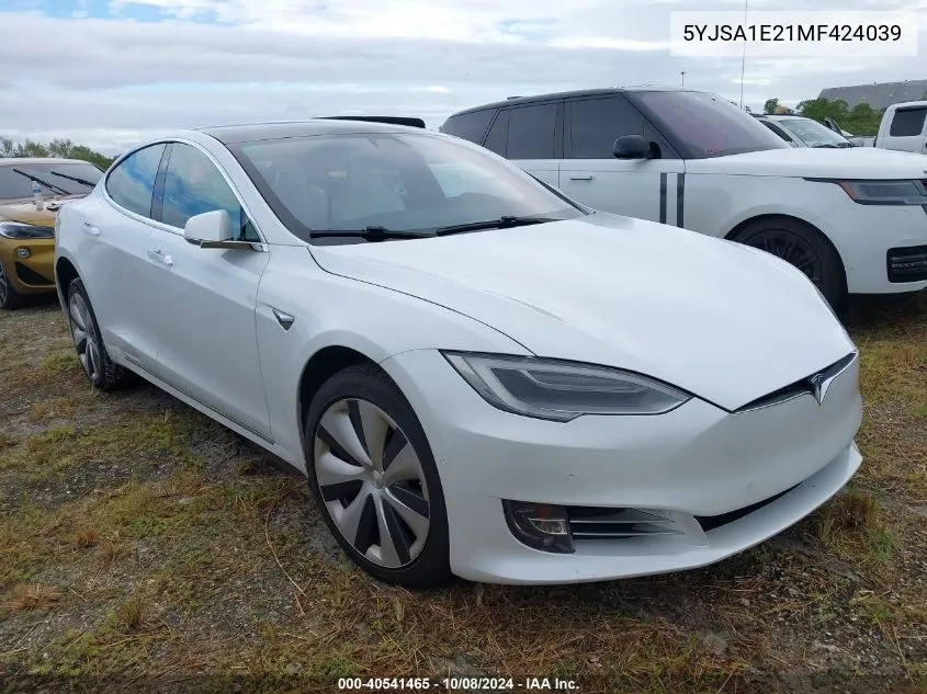 2021 Tesla Model S VIN: 5YJSA1E21MF424039 Lot: 40541465