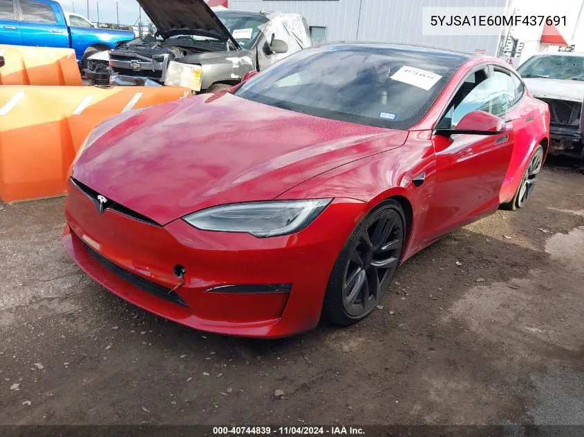 2021 Tesla Model S Plaid Tri Motor All-Wheel Drive VIN: 5YJSA1E60MF437691 Lot: 40744839