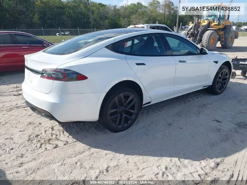 2021 Tesla Model S Long Range Dual Motor All-Wheel Drive VIN: 5YJSA1E54MF438852 Lot: 40748352