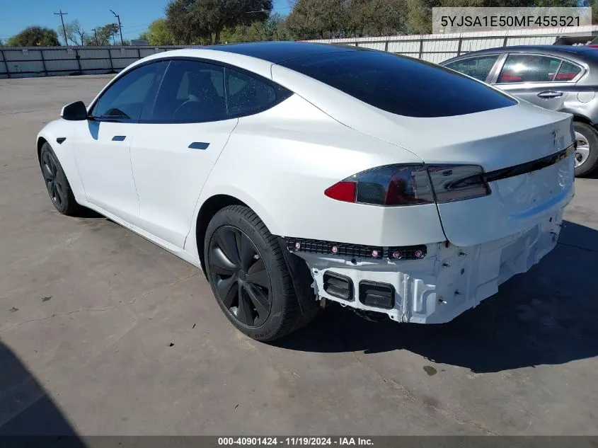 2021 Tesla Model S Long Range Dual Motor All-Wheel Drive VIN: 5YJSA1E50MF455521 Lot: 40901424