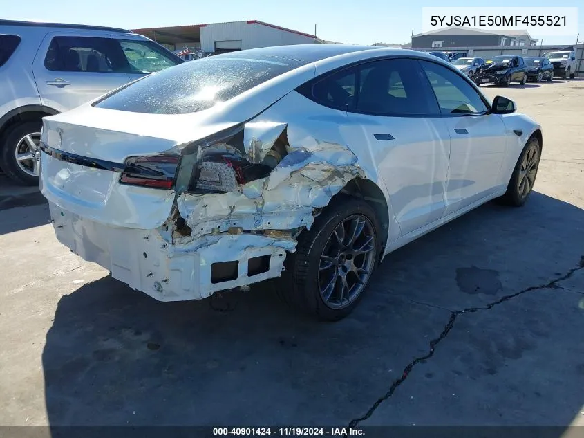 2021 Tesla Model S Long Range Dual Motor All-Wheel Drive VIN: 5YJSA1E50MF455521 Lot: 40901424