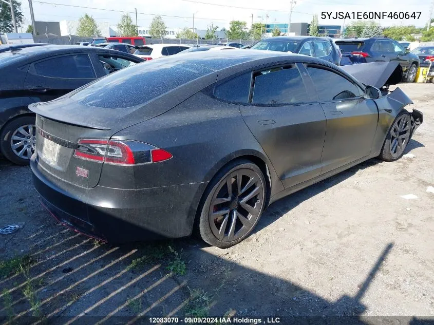 2022 Tesla Model S VIN: 5YJSA1E60NF460647 Lot: 12083070