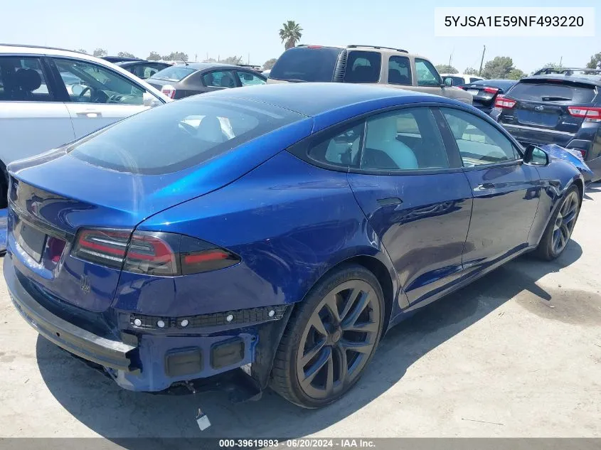 2022 Tesla Model S Dual Motor All-Wheel Drive VIN: 5YJSA1E59NF493220 Lot: 39619893