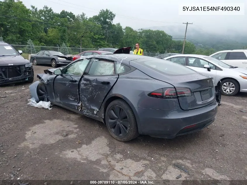 2022 Tesla Model S Dual Motor All-Wheel Drive VIN: 5YJSA1E54NF490340 Lot: 39789110