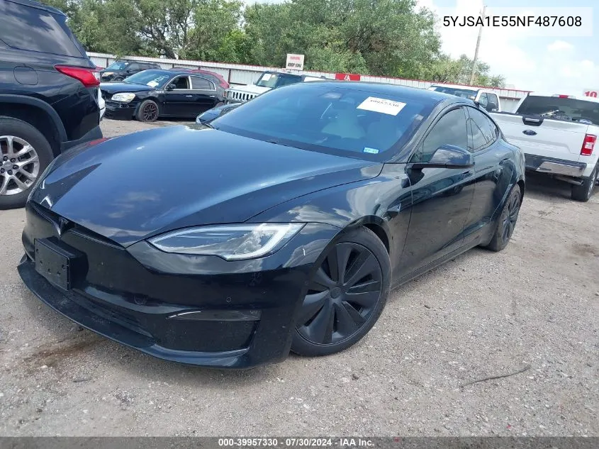 2022 Tesla Model S Dual Motor All-Wheel Drive VIN: 5YJSA1E55NF487608 Lot: 39957330