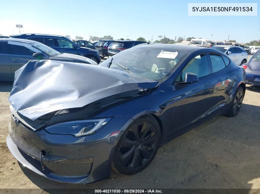 2022 Tesla Model S Dual Motor All-Wheel Drive VIN: 5YJSA1E50NF491534 Lot: 40211030