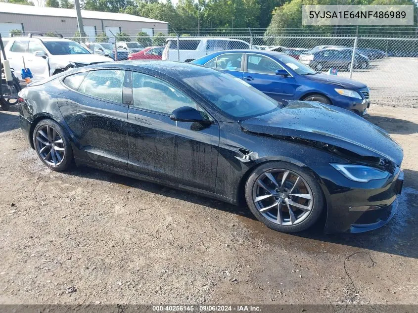 2022 Tesla Model S Plaid Tri Motor All-Wheel Drive VIN: 5YJSA1E64NF486989 Lot: 40256145