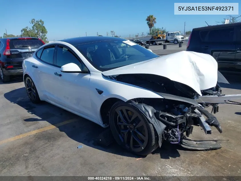 2022 Tesla Model S Dual Motor All-Wheel Drive VIN: 5YJSA1E53NF492371 Lot: 40324218