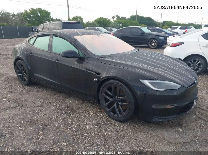 2022 Tesla Model S VIN: 5YJSA1E64NF472655 Lot: 40325698