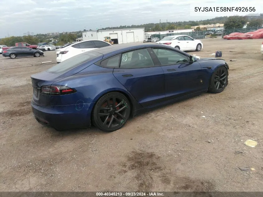 2022 Tesla Model S Dual Motor All-Wheel Drive VIN: 5YJSA1E58NF492656 Lot: 40345213