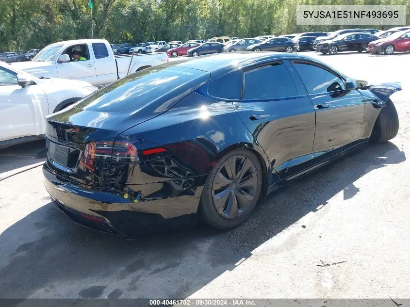 2022 Tesla Model S Dual Motor All-Wheel Drive VIN: 5YJSA1E51NF493695 Lot: 40461702