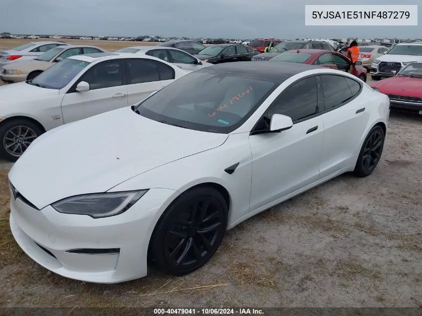 2022 Tesla Model S VIN: 5YJSA1E51NF487279 Lot: 40479041