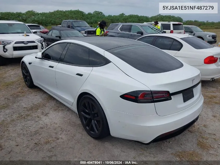 2022 Tesla Model S VIN: 5YJSA1E51NF487279 Lot: 40479041