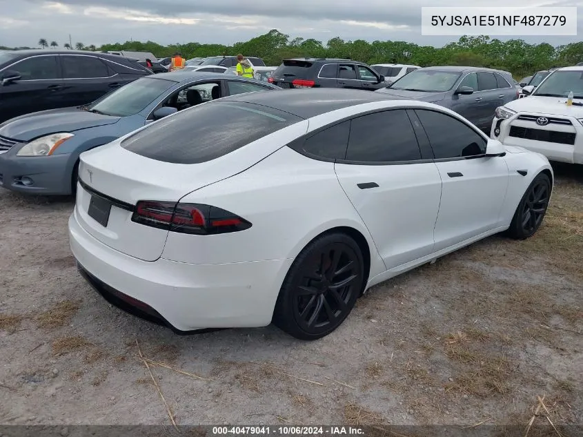 2022 Tesla Model S VIN: 5YJSA1E51NF487279 Lot: 40479041