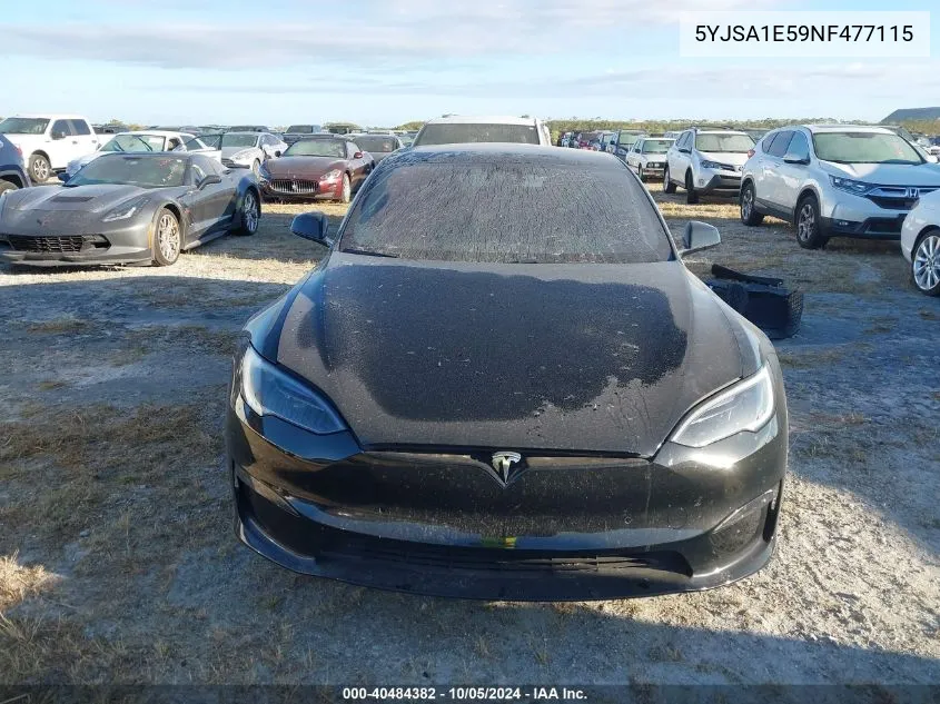 2022 Tesla Model S Dual Motor All-Wheel Drive VIN: 5YJSA1E59NF477115 Lot: 40484382