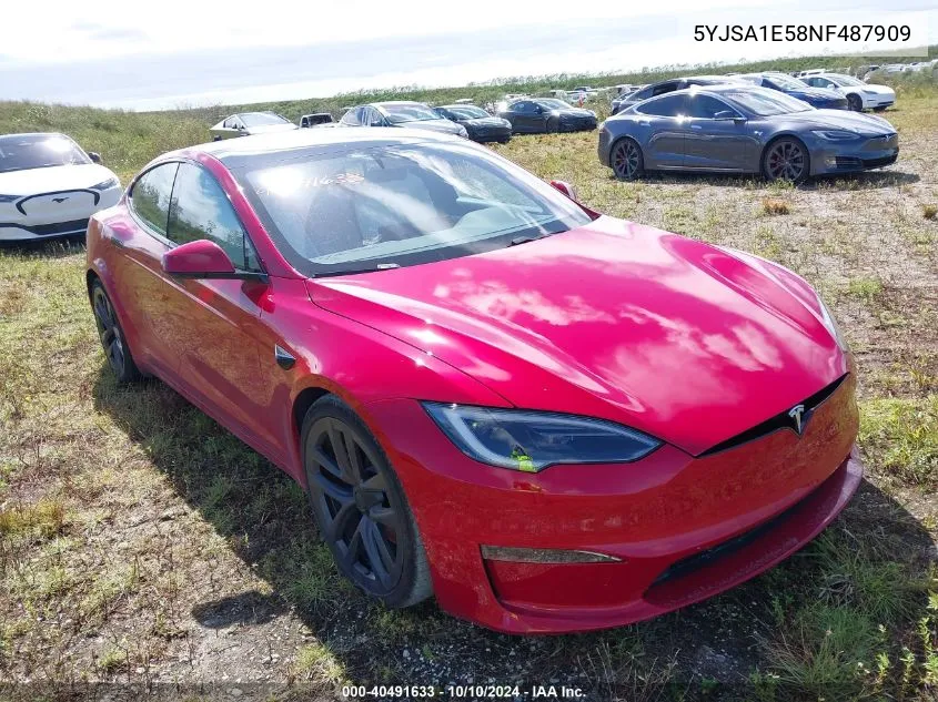 2022 Tesla Model S VIN: 5YJSA1E58NF487909 Lot: 40491633