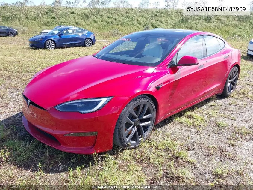 2022 Tesla Model S VIN: 5YJSA1E58NF487909 Lot: 40491633