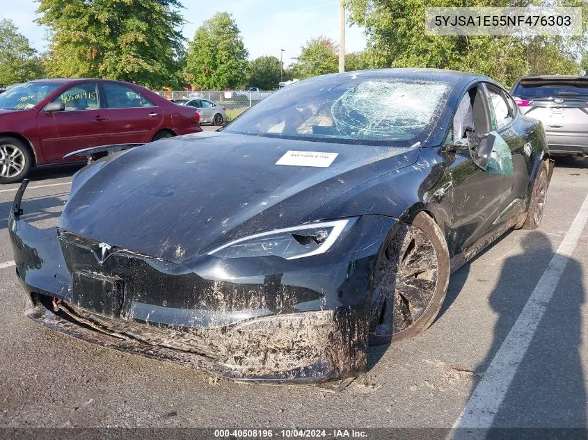 2022 Tesla Model S Dual Motor All-Wheel Drive VIN: 5YJSA1E55NF476303 Lot: 40508196