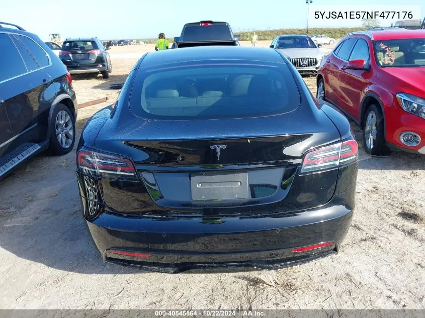 2022 Tesla Model S Dual Motor All-Wheel Drive VIN: 5YJSA1E57NF477176 Lot: 40545864