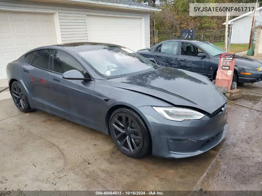 2022 Tesla Model S Plaid Tri Motor All-Wheel Drive VIN: 5YJSA1E60NF461717 Lot: 40564513