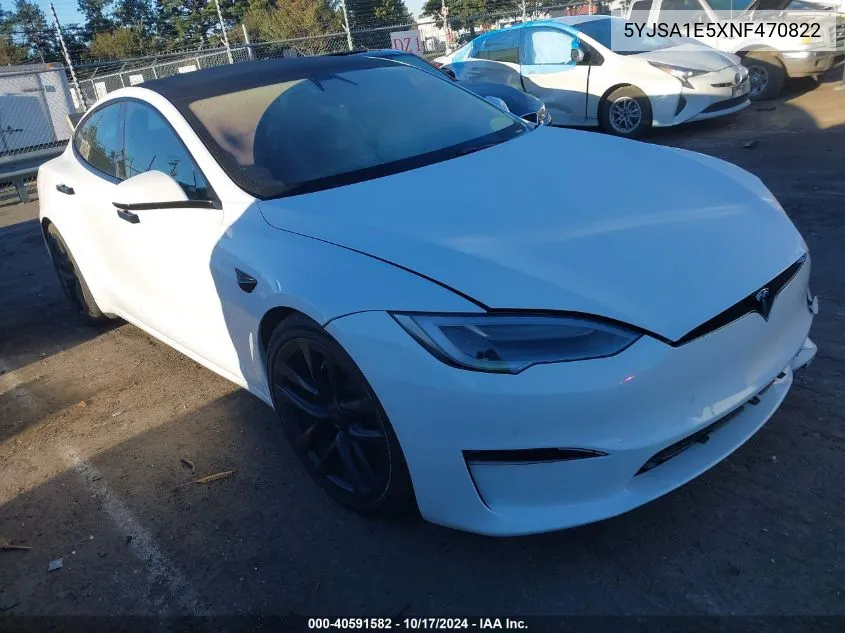 2022 Tesla Model S Dual Motor All-Wheel Drive VIN: 5YJSA1E5XNF470822 Lot: 40591582