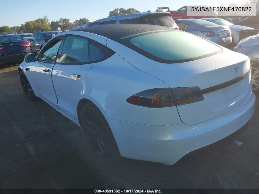 2022 Tesla Model S Dual Motor All-Wheel Drive VIN: 5YJSA1E5XNF470822 Lot: 40591582