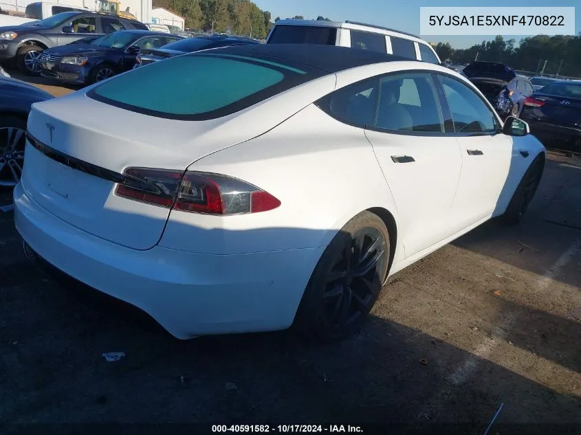 2022 Tesla Model S Dual Motor All-Wheel Drive VIN: 5YJSA1E5XNF470822 Lot: 40591582