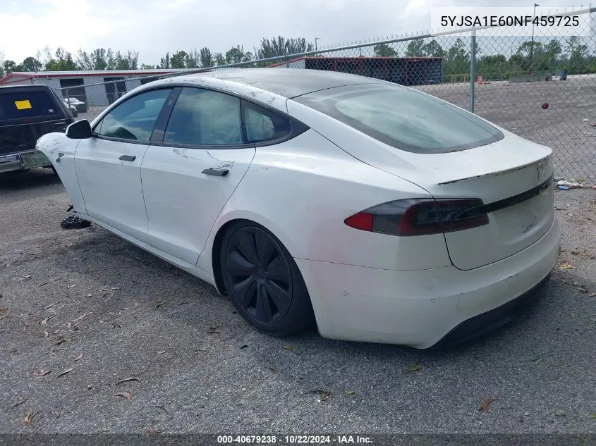 2022 Tesla Model S Plaid Tri Motor All-Wheel Drive VIN: 5YJSA1E60NF459725 Lot: 40679238