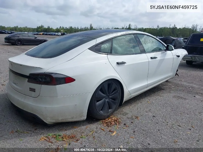 2022 Tesla Model S Plaid Tri Motor All-Wheel Drive VIN: 5YJSA1E60NF459725 Lot: 40679238