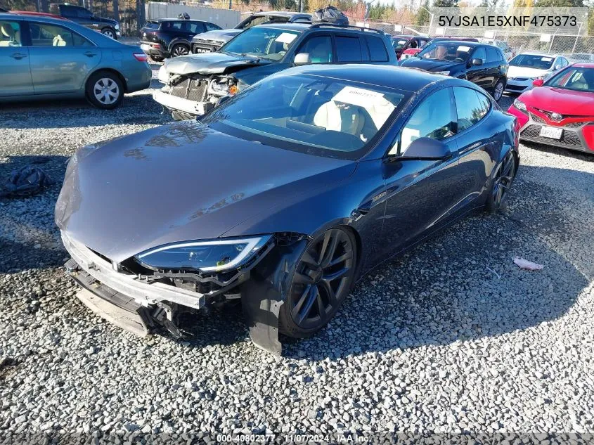 2022 Tesla Model S Dual Motor All-Wheel Drive VIN: 5YJSA1E5XNF475373 Lot: 40802377