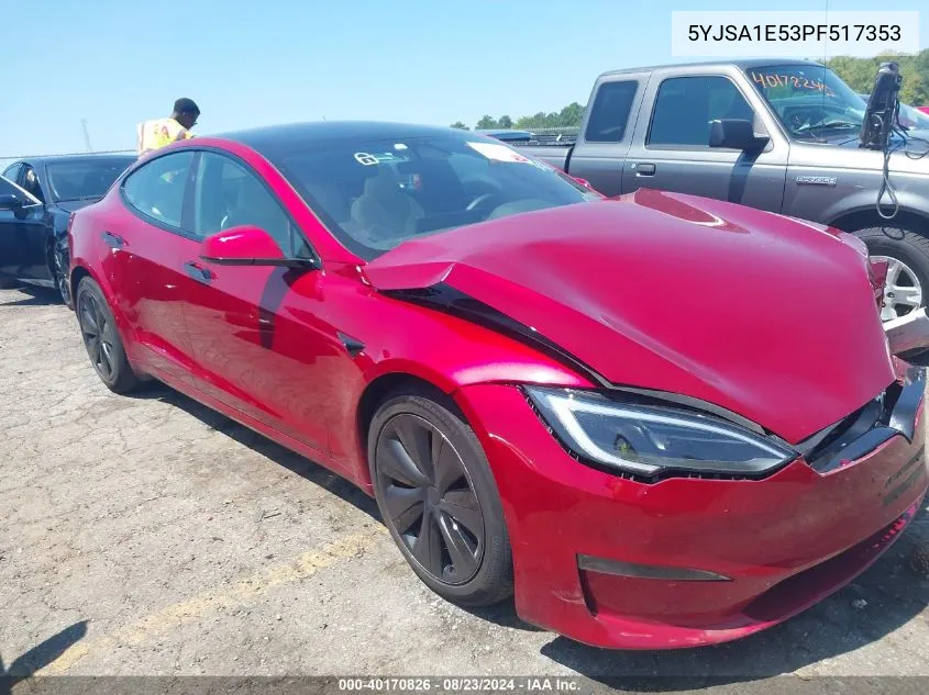 2023 Tesla Model S Dual Motor All-Wheel Drive/Standard Range VIN: 5YJSA1E53PF517353 Lot: 40864010