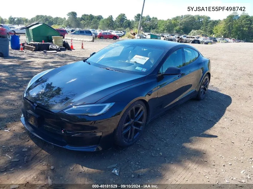 2023 Tesla Model S Dual Motor All-Wheel Drive/Standard Range VIN: 5YJSA1E55PF498742 Lot: 40181529