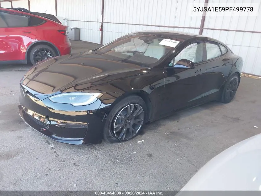 2023 Tesla Model S Dual Motor All-Wheel Drive/Standard Range VIN: 5YJSA1E59PF499778 Lot: 40454608