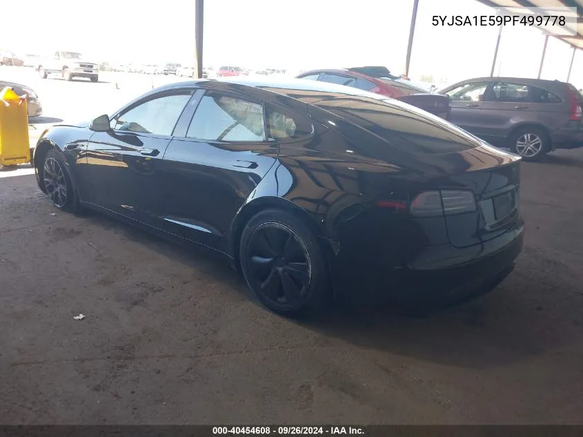 2023 Tesla Model S Dual Motor All-Wheel Drive/Standard Range VIN: 5YJSA1E59PF499778 Lot: 40454608