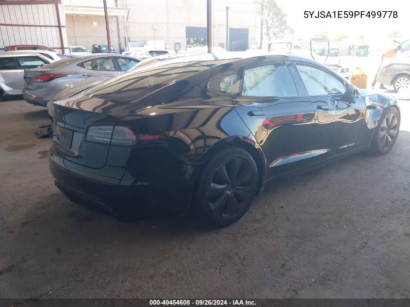 2023 Tesla Model S Dual Motor All-Wheel Drive/Standard Range VIN: 5YJSA1E59PF499778 Lot: 40454608