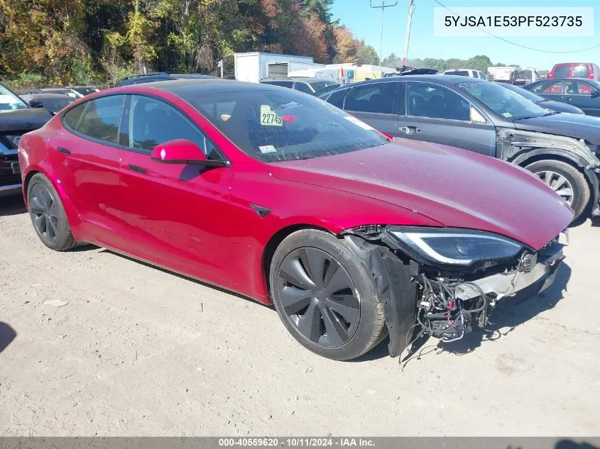 2023 Tesla Model S Dual Motor All-Wheel Drive/Standard Range VIN: 5YJSA1E53PF523735 Lot: 40559620